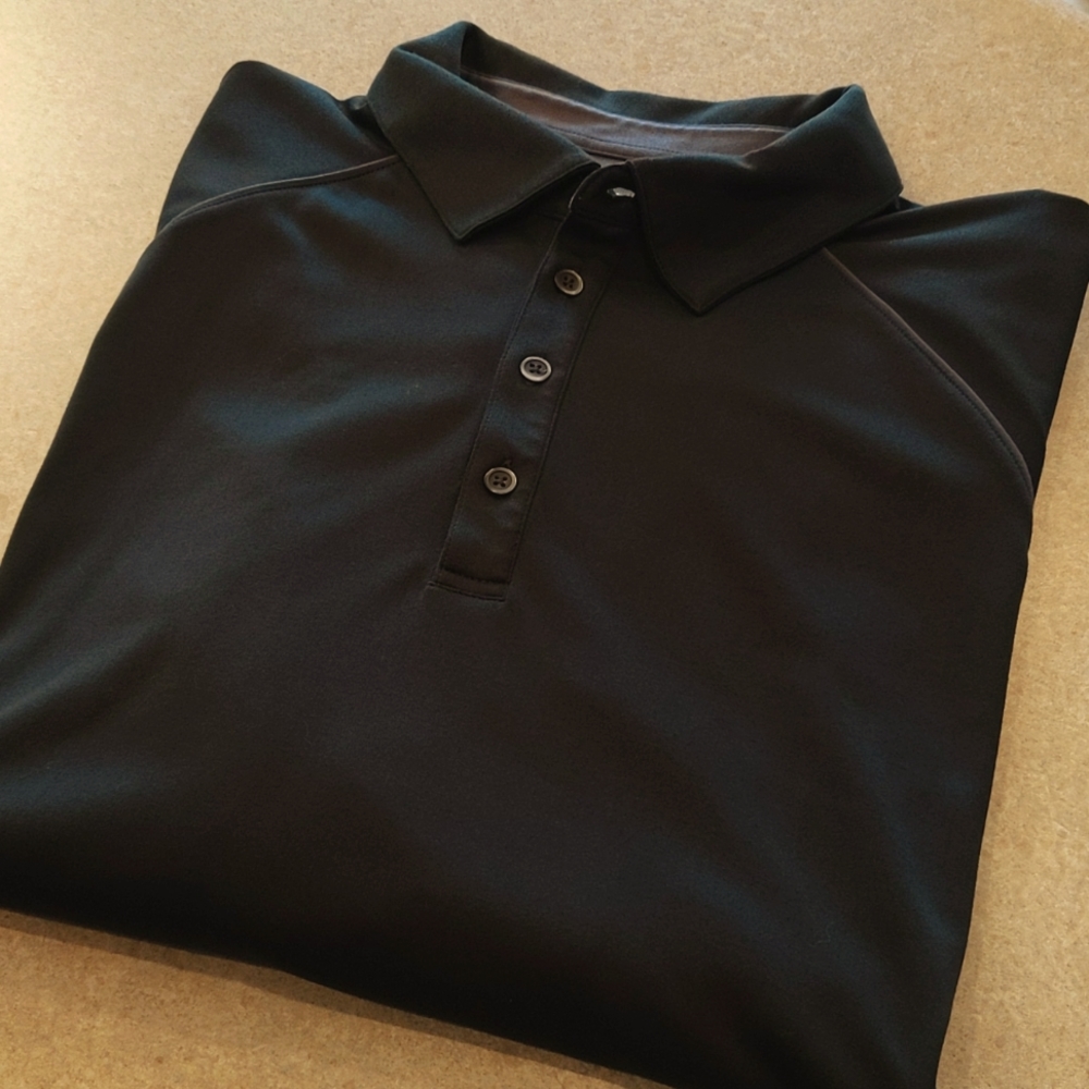⛳NWOT Men's Adidas CLIMAWARM Black Long Sleeve Polo Shirt with Nevillewood Logo